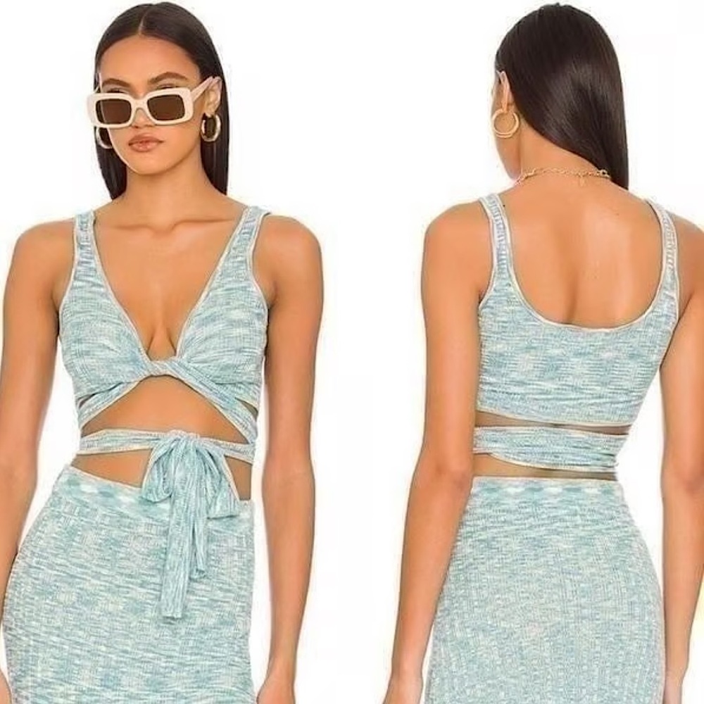NEW L*SPACE SOLD OUT Zephyr Wrap Top in Poolside (Blue) Size Medium NWT - Picture 2 of 8
